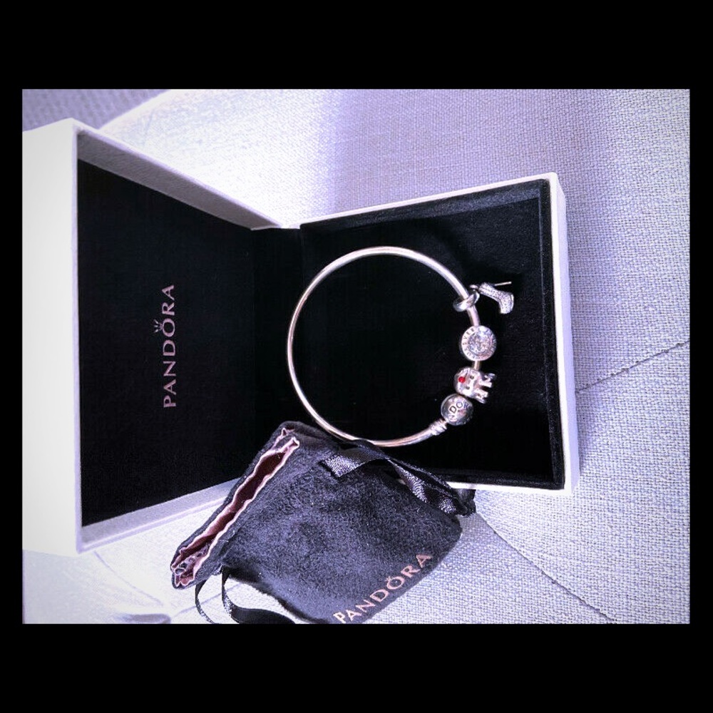 Pandora bracelet with three charms authentic